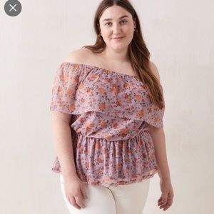 Additionelle off shoulder floral mesh top